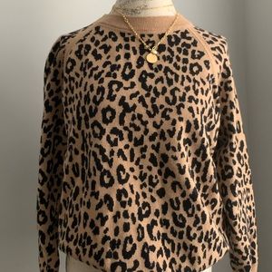 Leopard print crew neck sweater